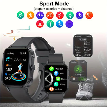 2025 new smart watch 1000MAH 2.04 inch ultra HD screen all day health heart rate detection 70+ sports IP68 waterproof BT call