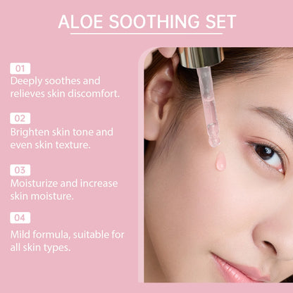 Soothing Facial Toner Serum Cleanser Relieve Redness Improve Dry Fade Dark Spots Remove Dirt Hydrating Brighting Aloe Repair Set