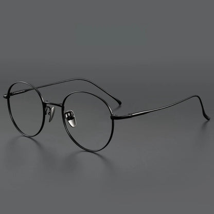 FIRADA Vintage Comfortable Eyeglasses Fashion Round Pure Titanium Eyewear Luxury Prescription Glasses Frame For Men Women ST1644