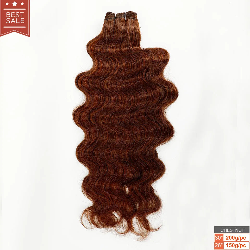 Magicae Blond 27/613 Highlight Ombre Brown High Temperature Synthetic Body Wave Ponytail 30Inch 200g Hair Extensions Wavy Bundle