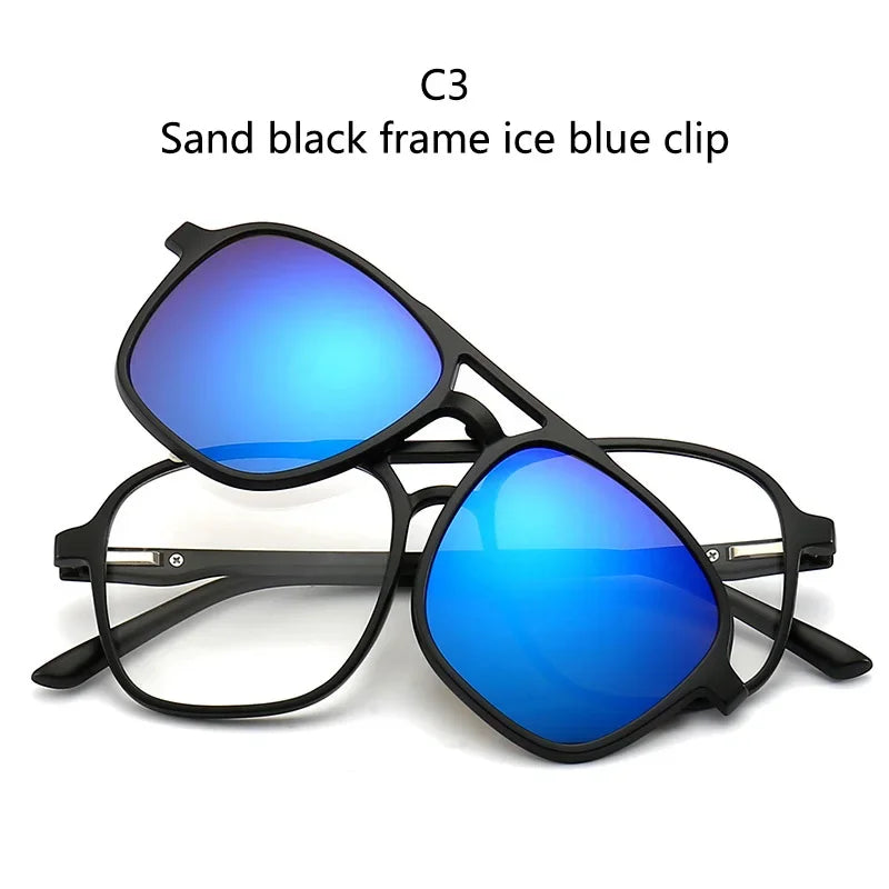 2022 New Mirror Magnetic Attraction Polarized Sunglasses 6 Iin 1 Clip Cycling Glasses Dazzling Polaroid Men Sunglasses Women