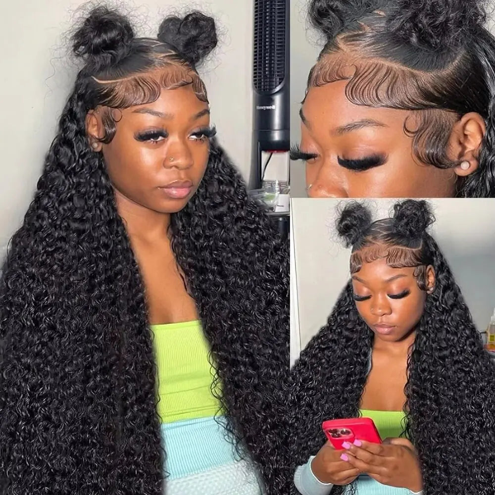 200% Density 8 42 Inch Natural Deep Wave Frontal Wig 13x4 13x6 HD Lace Front Human Hair Wigs Brazilian 5x5 Wear Go Glueless Wig