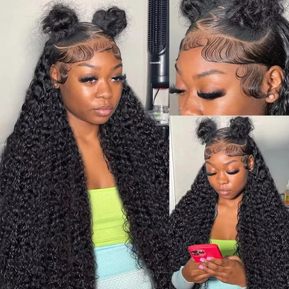 200% Density 8 42 Inch Natural Deep Wave Frontal Wig 13x4 13x6 HD Lace Front Human Hair Wigs Brazilian 5x5 Wear Go Glueless Wig