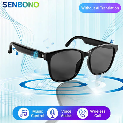 SENBONO 2025 New Smart Glasses with AI Translation Smart Glasses  Outdoor Sport Fishing Driving Sunglass for IOS Android Xiaomi
