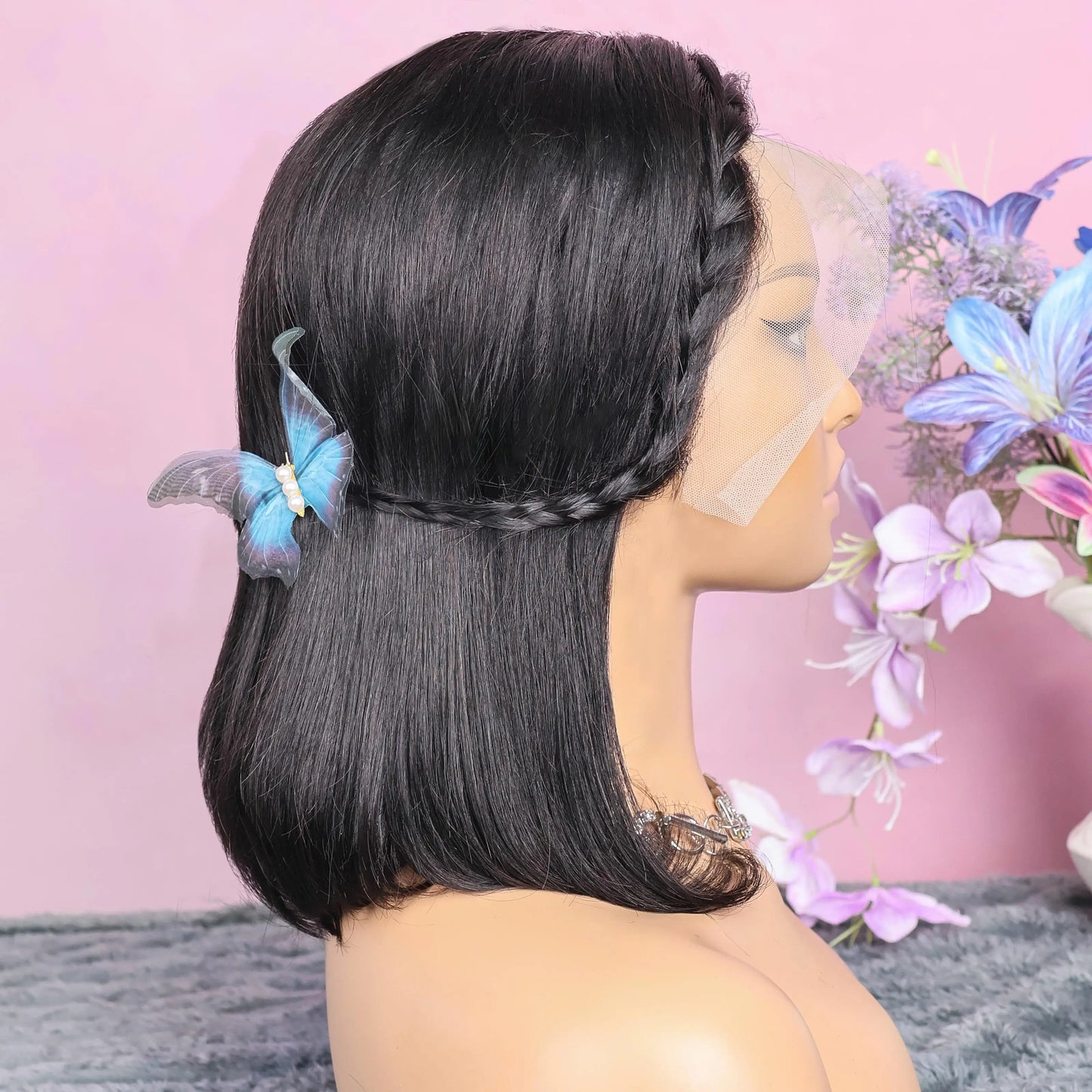 Straight Short Bob Wigs 13x4 Human Hair Lace Frontal Wigs 200% Remy Pre Plucked Transparent Lace Short Bob Wigs For Women 14inch