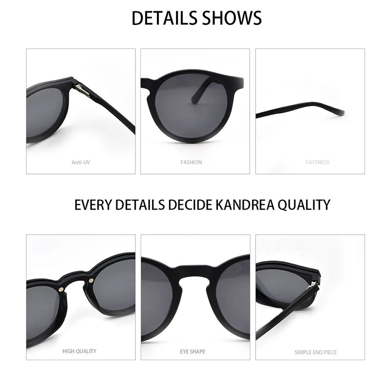 KANDREA Round Vintage Sunglasses Women Man Magnetic Glasses Clip on Brand Designer 2022 Optical Myopia Eyeglasses Frame S2034