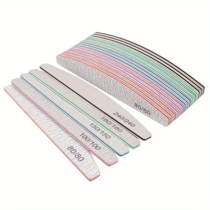 1/3/5/10Pcs Professional Nail File 80/100/150/180/240 Sandpaper Strong Thick Sanding Half Moon Lime nail accessories and Tools
