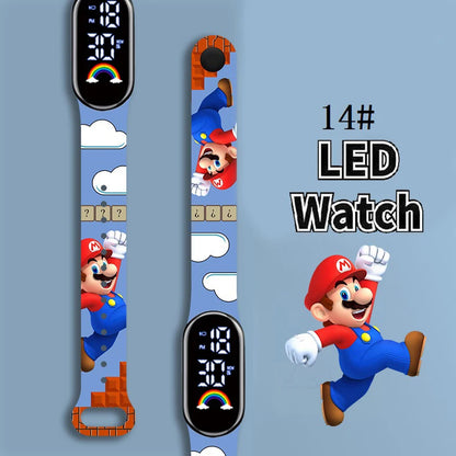 Mario Bros Children's Watches Action Figures Luigi Princess Peach Yoshi Bowser kids Sport Wristband Waterproof Digital Watch