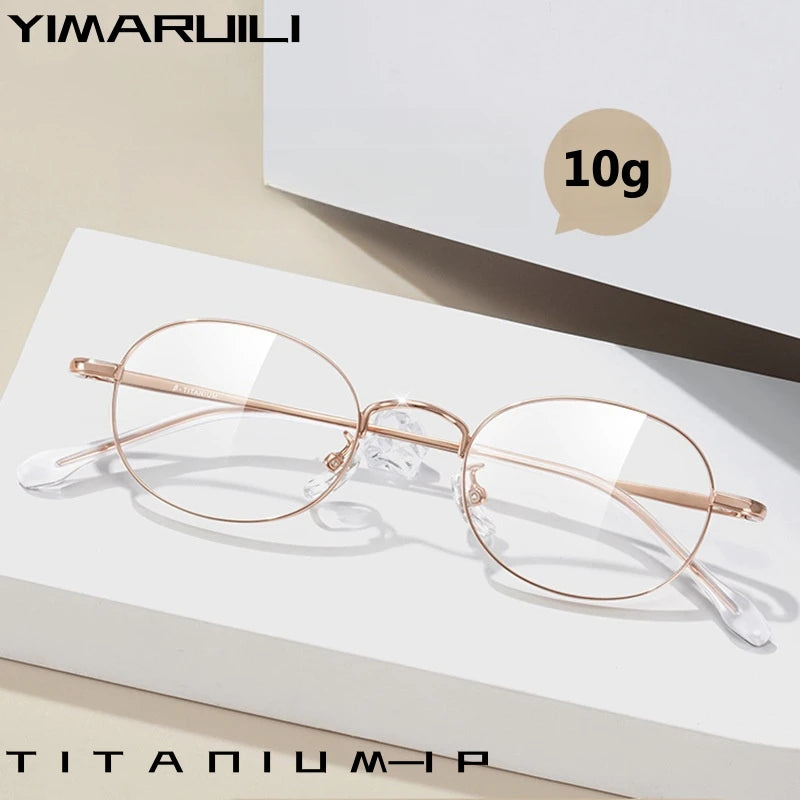 YIMARUILI Retro Oval Titanium Alloy Glasses Women Fashion Small Face Wide Edge Design Optical Prescription Eyeglasses Frame 2017