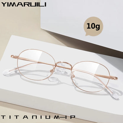 YIMARUILI Retro Oval Titanium Alloy Glasses Women Fashion Small Face Wide Edge Design Optical Prescription Eyeglasses Frame 2017