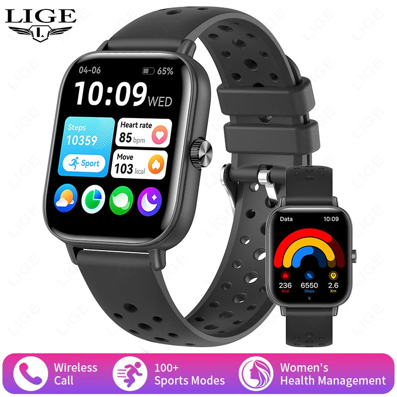 LIGE 2025 Smart Watch Women Bluetooth Call Sport Fitness Tracker Watch Health Monitor Fashion Ladies Men Smartwatch For Android