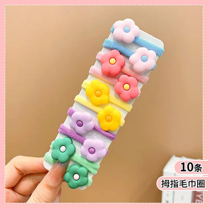 10Pcs/Set Fashion Cute Children's Rubber Band Girl's Hair Ties High Elastic Durable Hair Accessories Do Not Hurt Hair Scrunchie