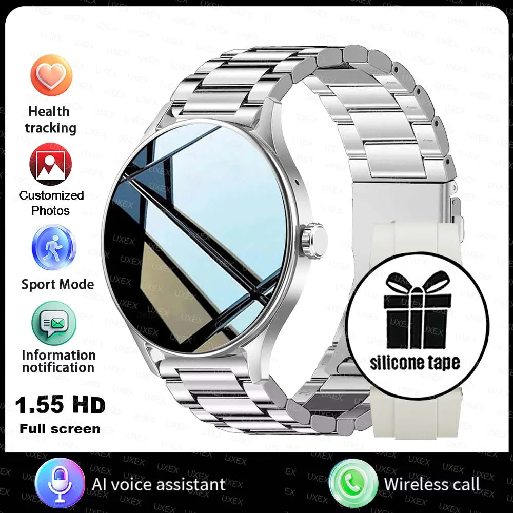 Fashion Smart Watch Plus 1.55 HD For Men And Women Bluetooth Call 3D UI Health Tracker Motion Trajectory Business Watch Original