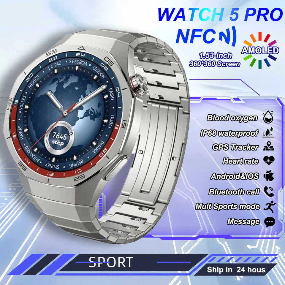 For HUAWEI Watch GT5 PRO Smartwatch GPS Motion Trajectory HD Screen Bluetooth Call NFC Men Smart Watch Outdoor Sport Watches Men