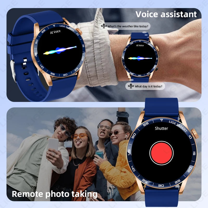 LIGE Men Fashion HD Screen Outdoor Sports Fitness Heart Rate Smartwatch 2025 New Bluetooth Call Waterproof Smart Watch Women