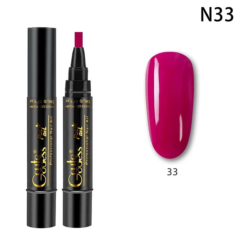 1 Pcs Pure Color Gel Nail Polish Pen For Nails Art Gel Semi Permanent Base Top Coat UV Gel Varnish Hybrid Neon Nail Polish