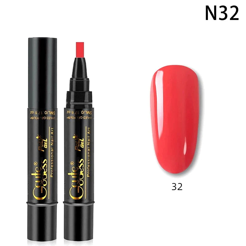 1 Pcs Pure Color Gel Nail Polish Pen For Nails Art Gel Semi Permanent Base Top Coat UV Gel Varnish Hybrid Neon Nail Polish