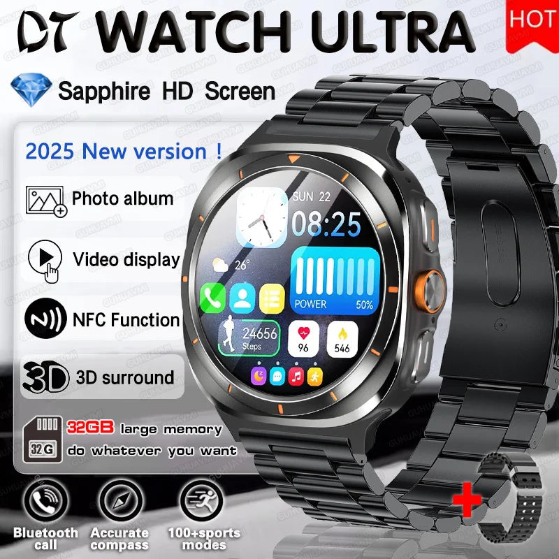 2025 Ultra 7 Smart Watch 32G Memory Video Play GPS NFC AMOLED Fitness Sport Waterproof Bluetooth call High-end Fashion Watches