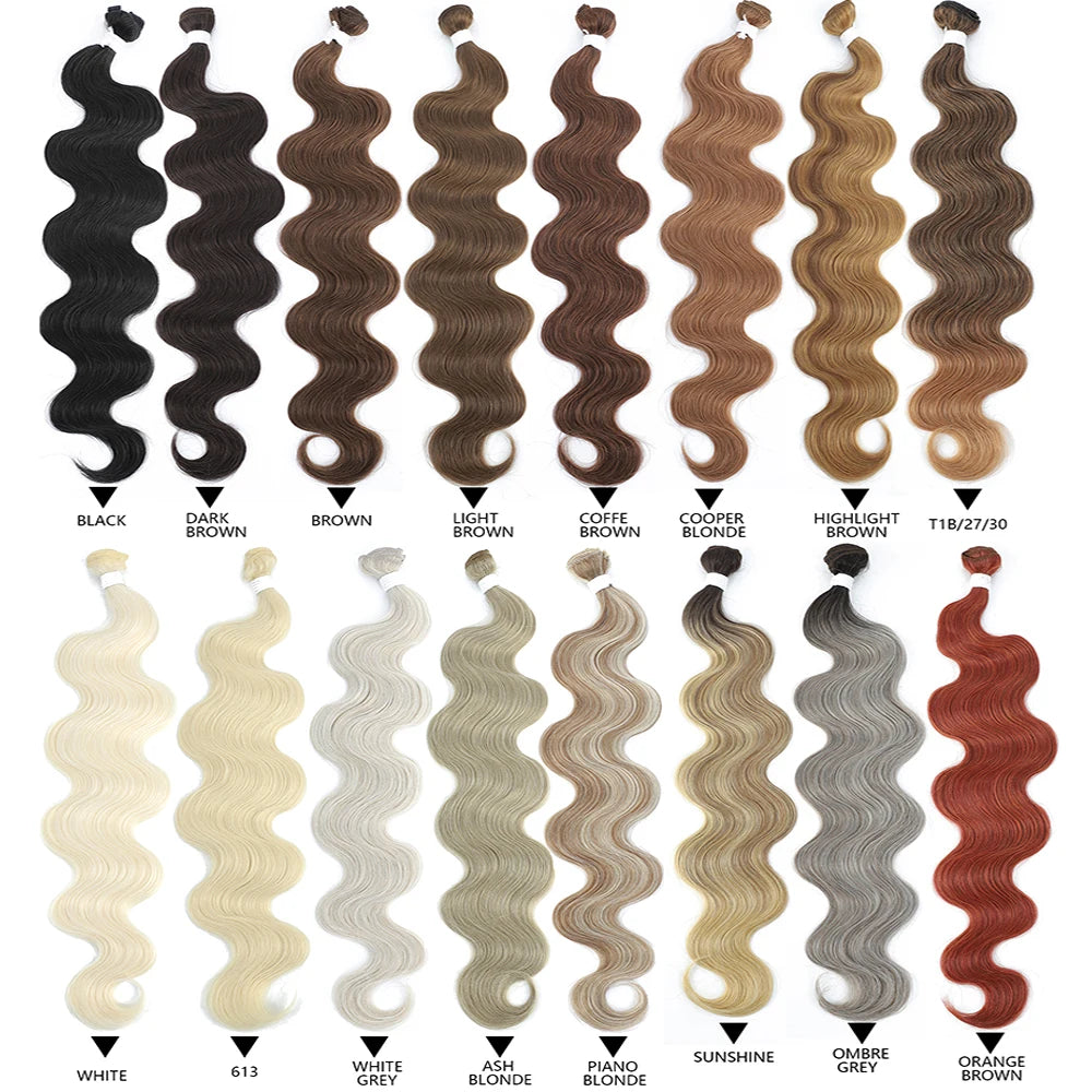 Blond 613 Sliver Gray Body Wave Hair Bundles 26 Inches Highlight Piano 27/613 Natural Synthetic Hair Weave Ombre Brown Ponytail