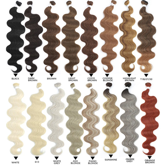 Blond 613 Sliver Gray Body Wave Hair Bundles 26 Inches Highlight Piano 27/613 Natural Synthetic Hair Weave Ombre Brown Ponytail