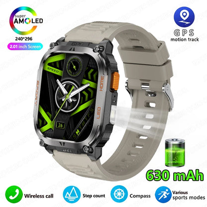 2025 New GPS Track Smart Watch Men IP68 Waterproof 2.01-inch HD Screen Compass 630mah Battery Bluetooth Call Outdoor Smart watch