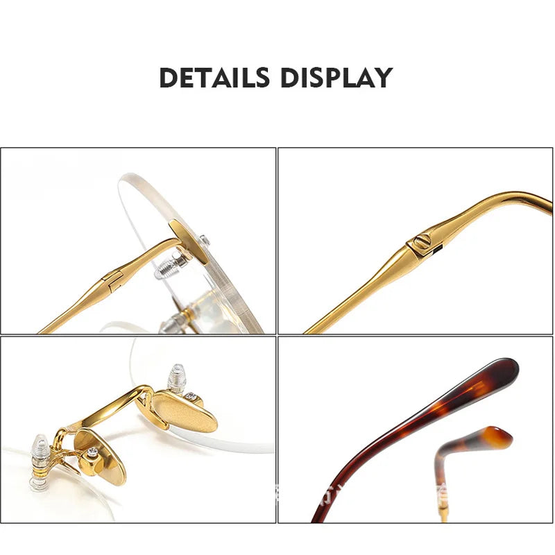 Aror Pure Titanium New Men Business Style Eyeglasses Customized Lenses Round Rimless Glasses Frame Man Optical Prescription 007