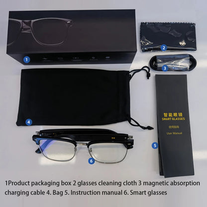 Smart Glasses BT Audio AI Voice Glasses With Camera Open Ear Sound Mic Speakers Remote shooting Wearable Eyeglass