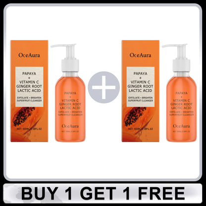Oceaura Papaya Facial Cleanser Exfoliating Oil Control Deep Cleaning Pore Shrinking Blackhead Remover Dirt Brightening Face Wash