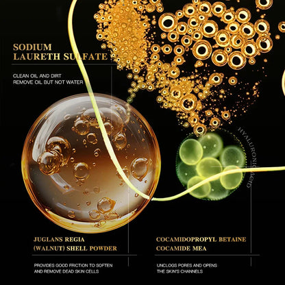 KORMESIC 24K Gold Exfoliating Facial Cleanser Moisturizing Oil Control Cleansing Face Wash Foam Skin Care