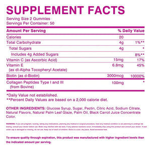 Hair Skin Nails Gummies - Increases Skin Elasticity, Skin Beauty, Promotes Hair Growth, Supports Healthy Hair, Skin, and Nails