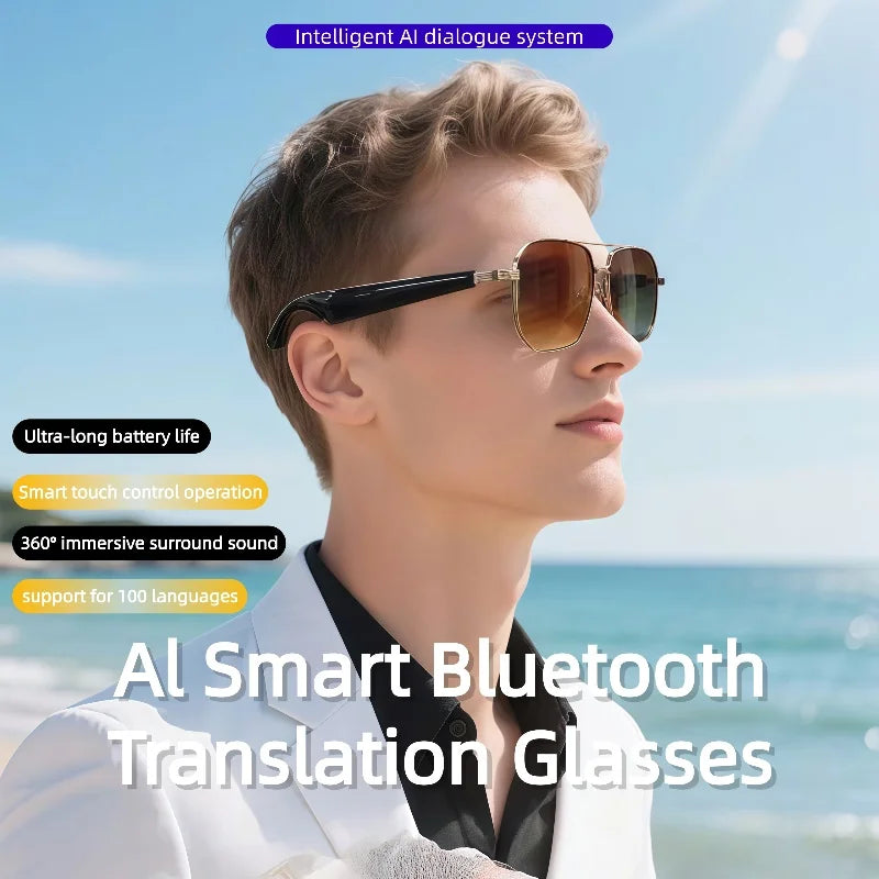 GY300 AI Smart Photochromic Glasses Multifunction Camera Bluetooth Call Voice Assistant Music Player Translate Glasses