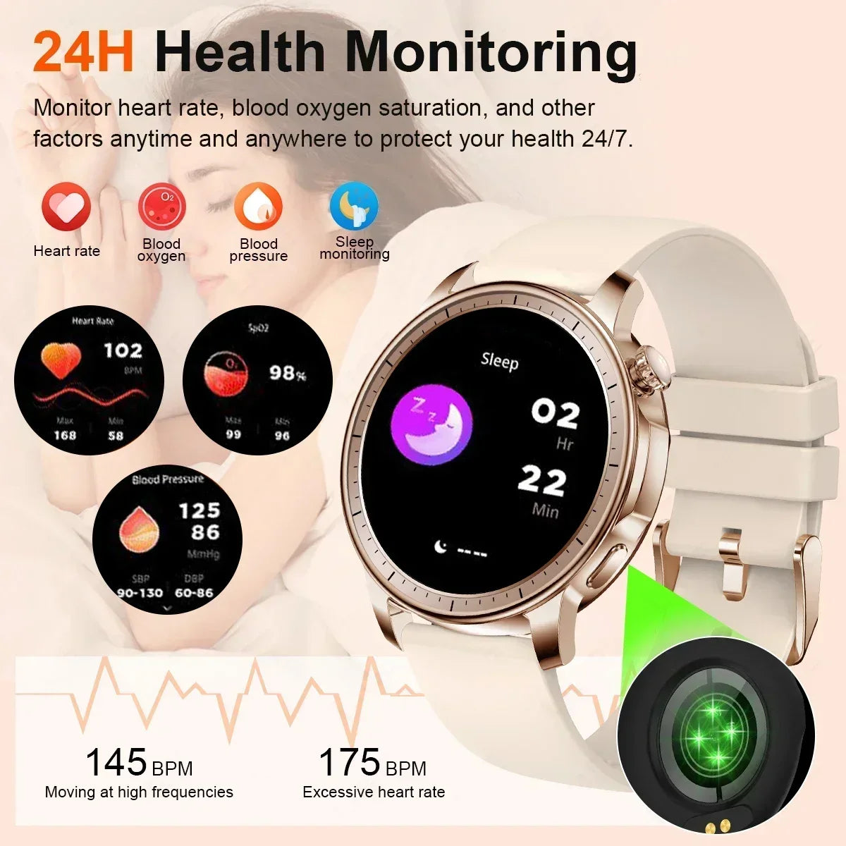 2024 New For Huawei Fashion Smart Watch Women Heart Rate  AMOLED HD Ladies Bracelet Call IP67 Waterproof Heart Rate Smartwatch