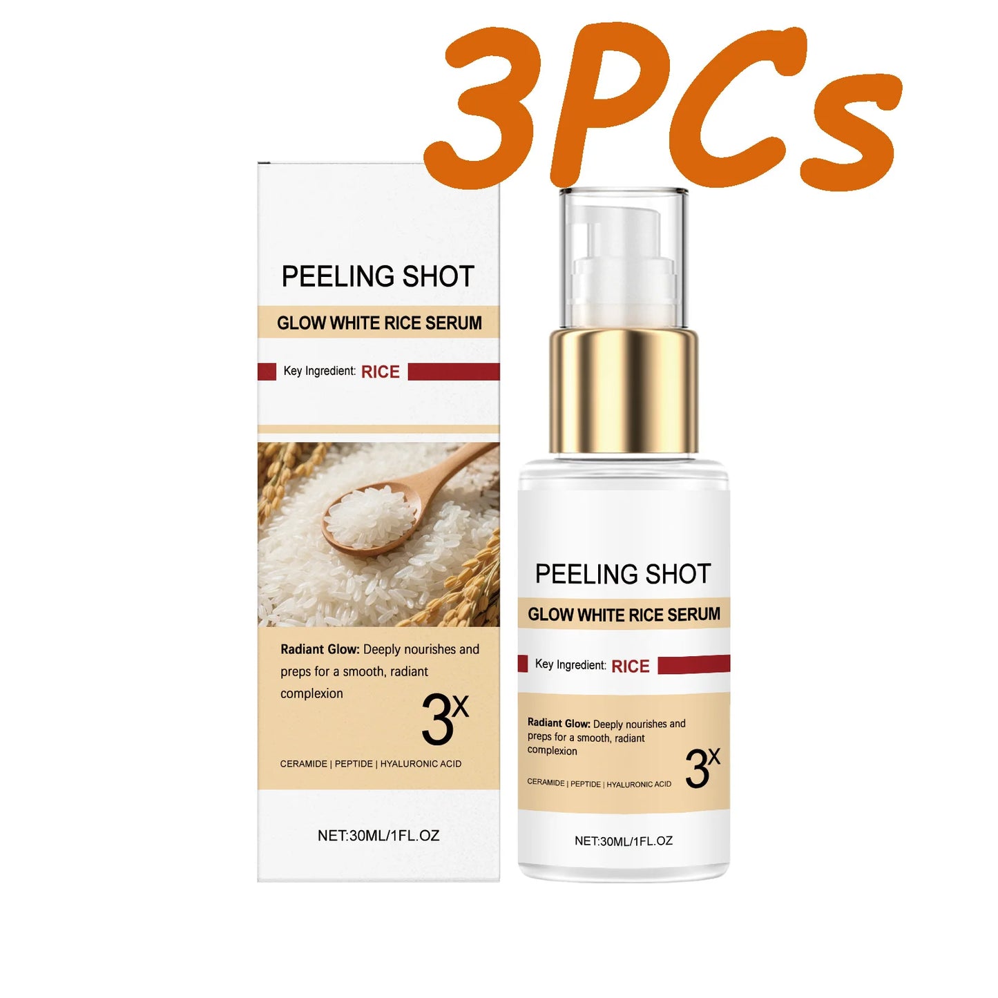 Glow Brightening Rice Essence Moisturizing Nourishing Even Skin Tone Improves Dullness Oil-Control Brightening Serum Skincare