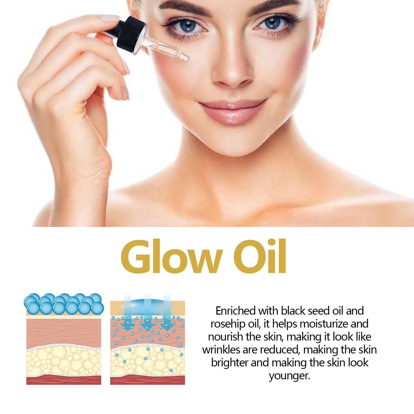 Facial Oil Anti Aging Face Treatment Hydrating Moisturizer Wrinkle Reducer for Dry Skin Rosehip Oil Brightening 30ml Non Greasy