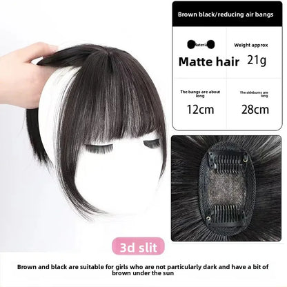Natural Female Parting Hair Frontal Piece 3D Simulation Thickened Baldness Treatment Mid Split High Forehead Hair Extension