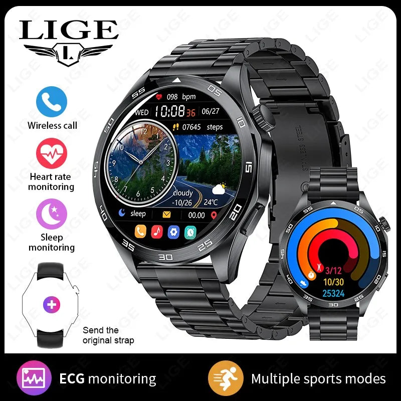 LIGE 2025 ECG AI Healthy Diagnose Smart Watch Men Women Heart Rate Blood Pressure Health Tracker Smartwatches For Xiaomi HUAWEI