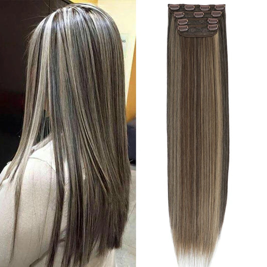 Highlight P4/10/16 Clips In Straight Hair Extensions 4Pcs/pack 200g Heat Resistant Soft Nature Bio Human-Like Matte Colored Hair