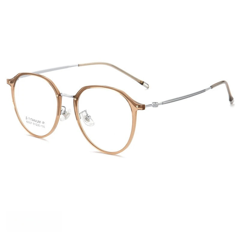 YIMARUILI New Retro Round Women's Glasses Ultralight Titanium Alloy Fashion TR90 Optical Prescription Eyeglasses Frame Men 82007