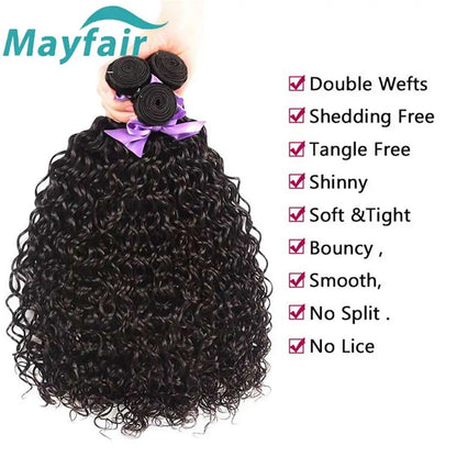 100% Human Hair Water Wave Human Hair Bundles Curly Wave Bundles Brazilian Human Hair Natural Color 12A 30 32Inch 1/3/4Bundles