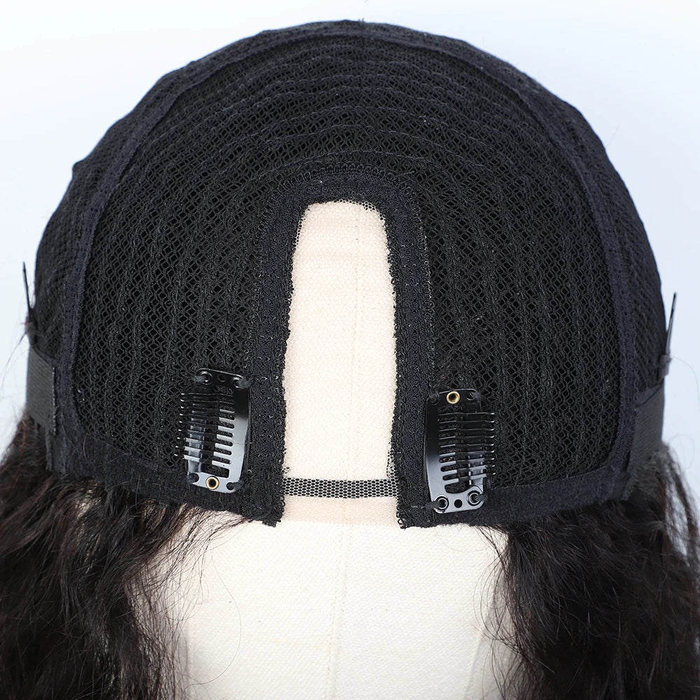 Sleek U Part Human Hair Wigs For Women Curly U Part Human Hair Wigs Deep Wave Brazilan Hair Wigs  100% U Part Wigs