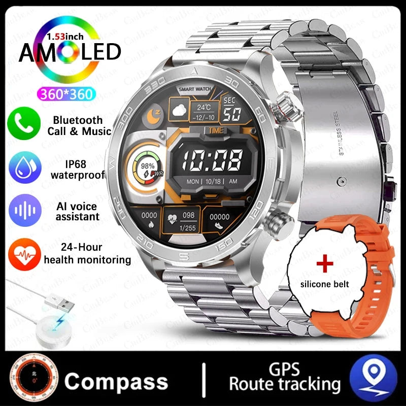 ChiBear Bluetooth Call Smart Watch Men For Huawei AMOLED HD Large Screen Heart Rate NFC IP68 Waterproof GPS Sports Smart Watch