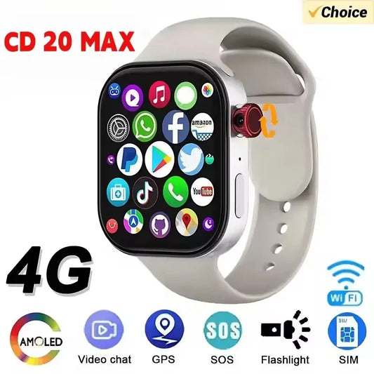 New Smart Watch CD20 Global Edition, 2.29-inch AMOLED Large Screen, 180 ° Rotating Camera, SIM Card, WiFi,GPS, Video call
