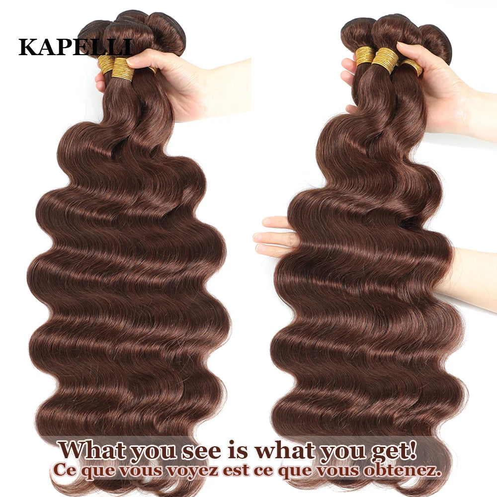 Brown Human Hair Bundles Body Wave Bundles Human Hair Brazilian 1/3/4 PCS Bundle Deal Hair Weft 100% Raw Hair Extensions On Sale