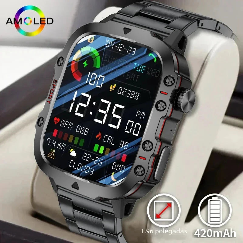 2025 New For Men Military Smart Watch Men IP68 5ATM Outdoor Sports Fitness Tracker Health Monitor 1.96" BT Call Smartwatch