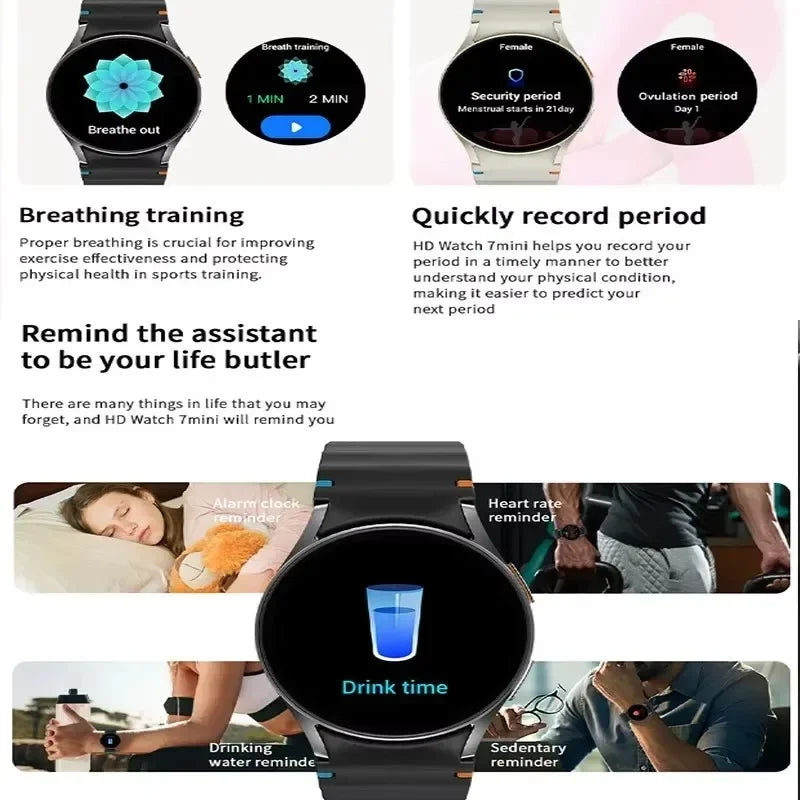 New Original Watch 7 Mini Smart Watch Men Women GPS Sports Track AMOLED HD Screen BT Call healthy motion Smartwatch For Android