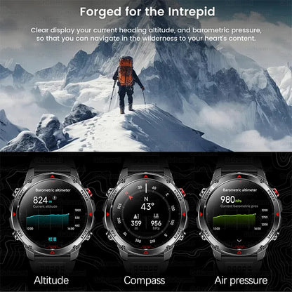 2025New Outdoor Military Smart Watch Bulit-in GPS Compass Altimeter Barometric 3ATM Waterproof AMOLED Bluetooth Call Smart Watch
