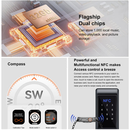 2025New DT Ultra 3 Pro Google map NFC Smartwatch 32G Memory Music Video NFC Bluetooth Call Waterproof Smartwatch For Android iOS