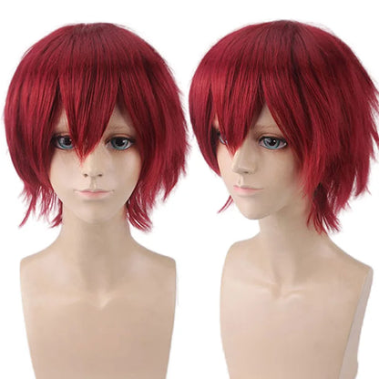 New Concubine Synthetic Bob Men's Short Straight Hair Cover Fake Cosplay Wig Ombre Green Black Blue Blonde Hairpiece