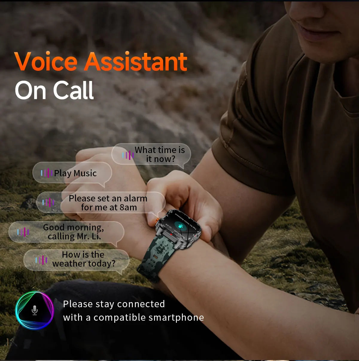 2025 New Smart Watch Voice Assistant 2.01"HD Screen Bluetooth Call Waterproof 1100mAh Big Battery Compass Outdoor Sport Watches