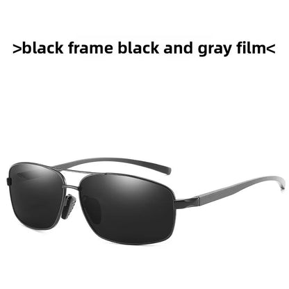 66-20 Men's Large Face Polarized Sunglasses Aluminum Magnesium Rectangular Glasses Driver Sunglasses Driving Glasses Have Degree